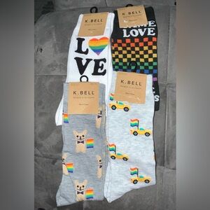 LGBTQ Lot of 4 pairs of socks Flag Pride Rainbow 🌈 K. Bell